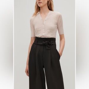 COS Wide Leg Pleated Paperbag Pants Cropped